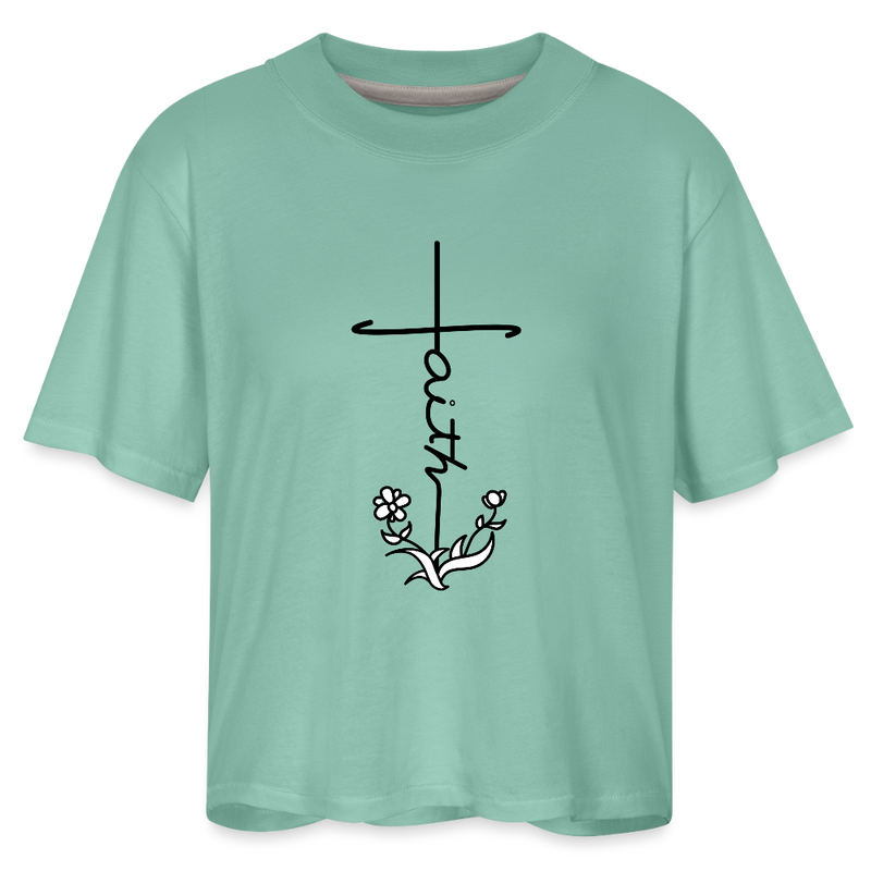 Faith Women's Boxy Tee - saltwater