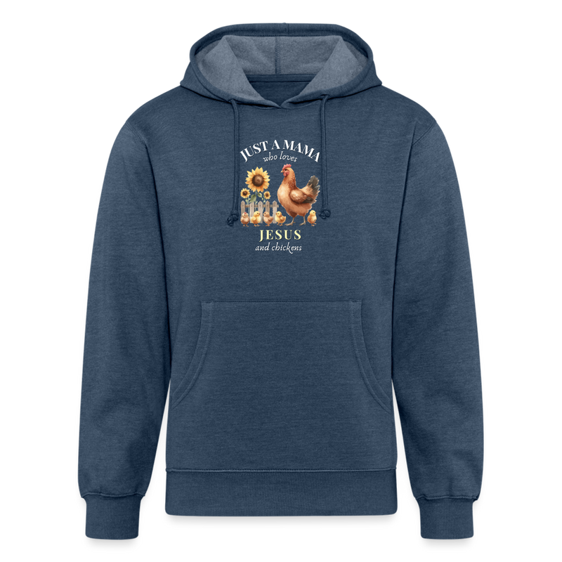 Mama Loves Jesus & Chickens Hoodie - heather navy