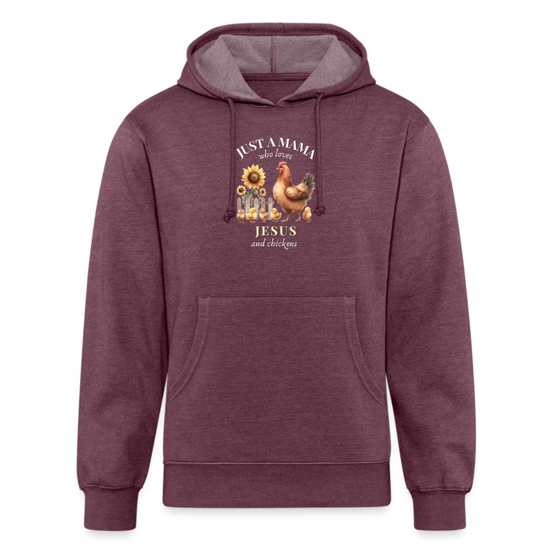 Mama Loves Jesus & Chickens Hoodie - heather burgundy