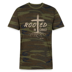Rooted in Christ Eco Camo T-Shirt - green camo