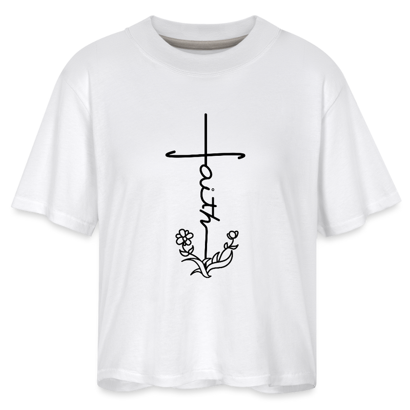 Faith Women's Boxy Tee - white